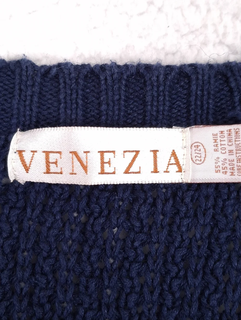 Venezia vintage chunky cable knit cardigan fisherman preppy slouchy navy blue - Picture 7 of 9